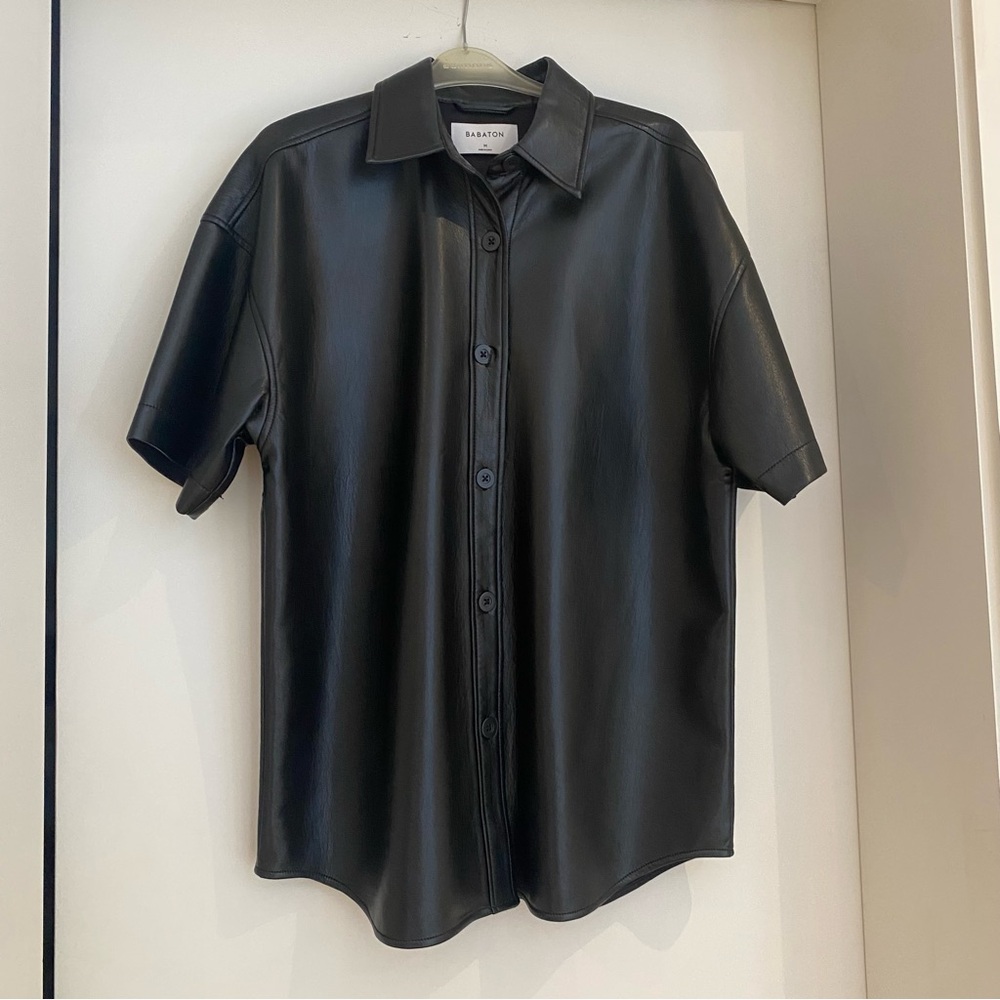 Black Faux Leather Shirt